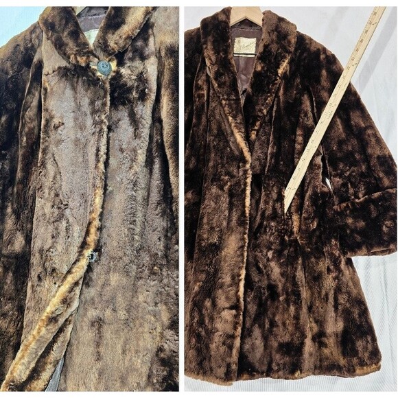 Vintage E.A. Beaudoin Furs Womens Coat Real Fur Mid Length Sheared Cuffs Brown M - Picture 9 of 15